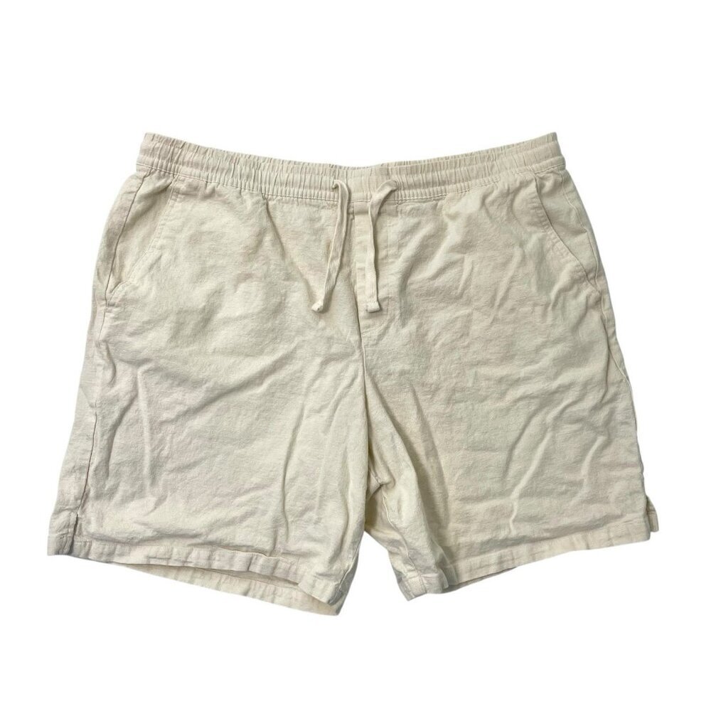 GAP Linen Blend Pull-On Easy Short Elastic Waist Drawstring Cream Men’s XXL